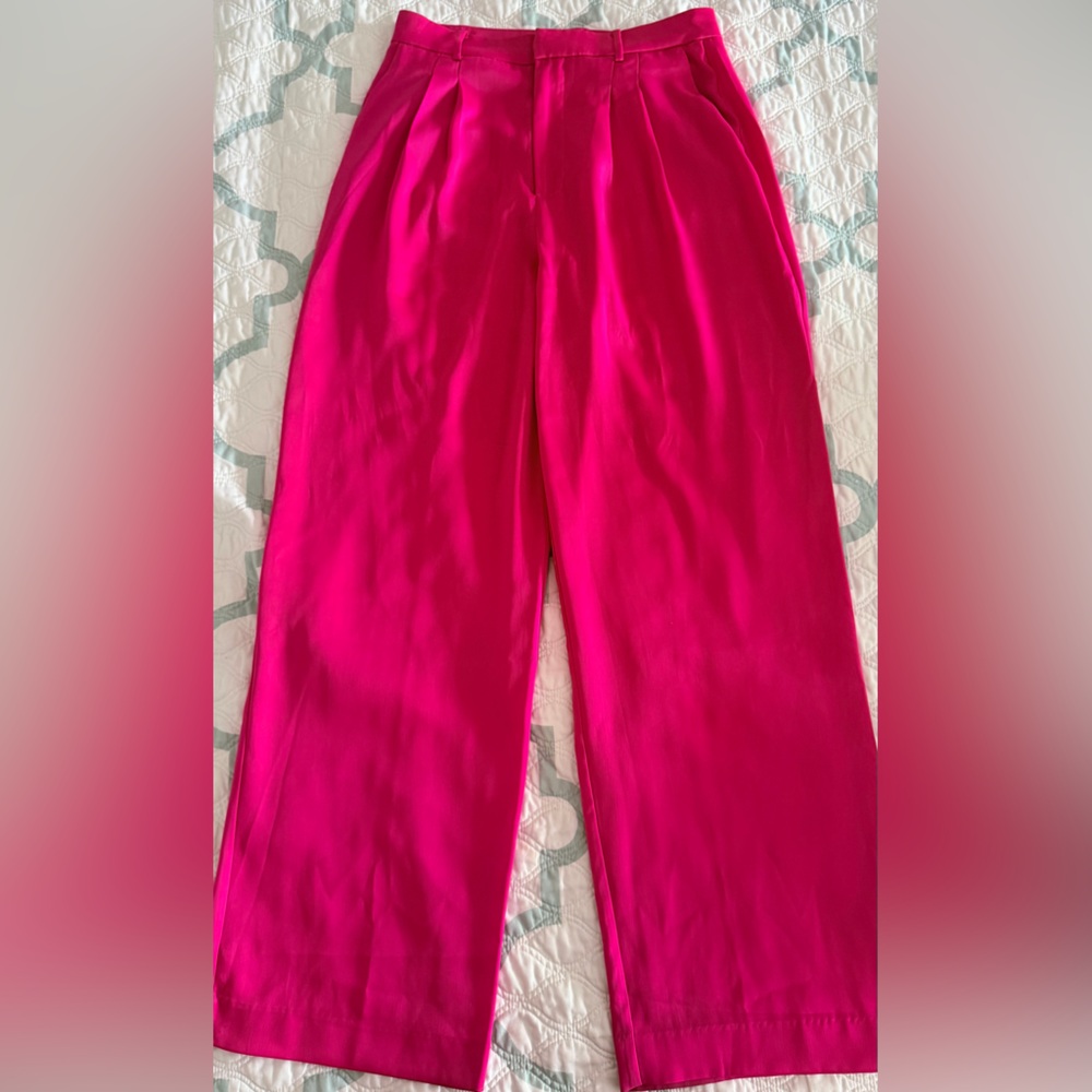 Wayf Pink Wide-Leg Trousers